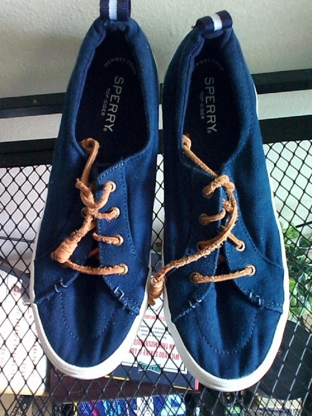 Sperry Navy Canvas Sneakers with Tan Laces